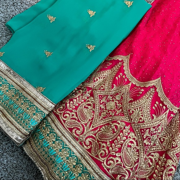 Hot pink and green lehenga - Picture 4 of 5